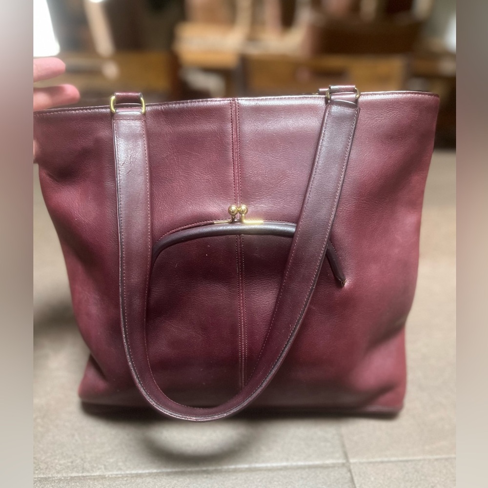 Vintage Coach Bonnie Cashin "Skinny Tote" Kisslock Coin Pouch in Burgundy - Picture 4 of 11